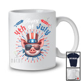 Happy 4th Of July, Humorous American Flag Pig Face Sunglasses, Farm Farmer Patriotic T-Shirt