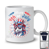 Happy 4th Of July, Humorous American Flag Unicorn Face Sunglasses, Unicorn Lover Patriotic T-Shirt