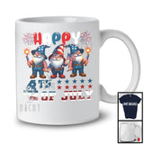 Happy 4th Of July, Lovely 4th Of July Three Gnomes American Flag, Patriotic Group Fireworks T-Shirt