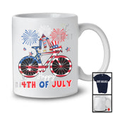 Happy 4th Of July, Proud Independence Day Bicycle American Flag, Fireworks Family Patriotic T-Shirt