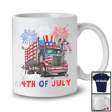 Happy 4th Of July, Proud Independence Day Truck American Flag, Fireworks Family Patriotic T-Shirt