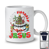 Happy Birthday Jesus; Wonderful Christmas Lights Cross Birthday Cake; Snowing Family T-Shirt