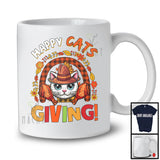 Happy Catsgiving; Fantastic Thanksgiving Plaid Rainbow Cat; Fall Leaves Farm Farmer Family T-Shirt