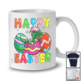 Happy Easter; Lovely Easter Day Bunny T-Rex Born In Easter Eggs; Flowers Matching Family Group T-Shirt