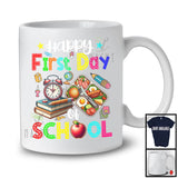 Happy First Day Of School, Colorful Summer Vacation Lunch Lady Tools, Matching Group T-Shirt