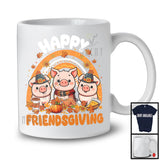 Happy Friendsgiving, Wonderful Thanksgiving Three Pig Owner, Rainbow Fall Leaves T-Shirt