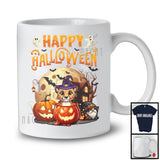 Happy Halloween, Adorable Halloween Costume Cheetah Witch, Moon Pumpkin Wild Animal Lover T-Shirt