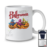 Happy Halloween; Creepy Halloween Costume Three Witch Carved Pumpkins; Family Group T-Shirt