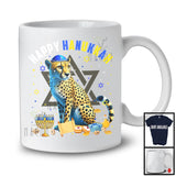 Happy Hanukkah; Lovely Chanukah Cheetah Wearing Kippah; Wild Animal Lover Menorah Family T-Shirt