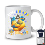 Happy Hanukkah; Lovely Chanukah Chicken Wearing Kippah; Farm Animal Farmer Menorah Family T-Shirt