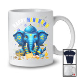 Happy Hanukkah; Lovely Chanukah Elephant Wearing Kippah; Wild Animal Lover Menorah Family T-Shirt
