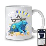 Happy Hanukkah; Lovely Chanukah Manatee Wearing Kippah; Wild Animal Lover Menorah Family T-Shirt