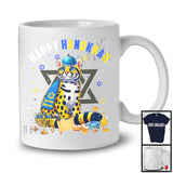 Happy Hanukkah; Lovely Chanukah Ocelot Wearing Kippah; Wild Animal Lover Menorah Family T-Shirt