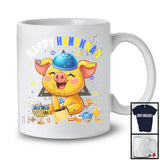 Happy Hanukkah; Lovely Chanukah Pig Wearing Kippah; Farm Animal Farmer Menorah Family T-Shirt