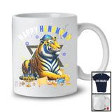 Happy Hanukkah; Lovely Chanukah Tiger Wearing Kippah; Wild Animal Lover Menorah Family T-Shirt