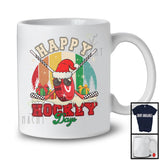 Happy Hockey Days; Awesome Christmas Santa Hockey Equipment Player; Vintage Retro T-Shirt