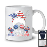 Happy Memorial Day, Amazing 4th Of July Bun Hair Sunglasses Women, Soldiers USA Flag Patriotic T-Shirt