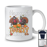 Happy Turkey Day, Lovely Thanksgiving Couple Turkeys Pumpkin, Fall Leaves Family Group T-Shirt