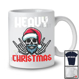Heavy Christmas; Scary Christmas Santa Skull Rock Hand; X-mas Pajama Family Music Lover T-Shirt