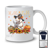 Hello Fall; Adorable Thanksgiving Goat With Plaid Leopard Pumpkin Sunflowers; Farm Farmer T-Shirt