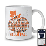 Hello Fall; Amazing Thanksgiving Halloween Cow Pumpkin Shape Plaid; Cow Owner Animal T-Shirt