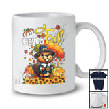 Hello Fall; Lovely Thanksgiving Beaver With Autumn Tree Pumpkin; Animal Lover Family Group T-Shirt