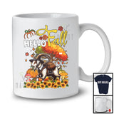 Hello Fall; Lovely Thanksgiving Goat With Autumn Tree Pumpkin; Animal Lover Family Group T-Shirt