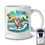 Hello Summer, Lovely Summer Vacation Corgi Surfing Lover, Surfer Puppy Owner Group T-Shirt