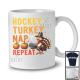 Hockey Turkey Nap Repeat, Humorous Thanksgiving Turkey Hockey Player, Sport Team T-Shirt