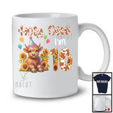 Holy Cow I'm 10; Adorable 10th Birthday Highland Cow With Sunflowers; Matching Family Group T-Shirt