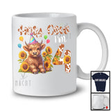 Holy Cow I'm 4; Adorable 4th Birthday Highland Cow With Sunflowers; Matching Family Group T-Shirt