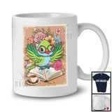 Hummingbird Glasses Reading Book Coffee, Lovely Bird Flowers, Books Nerd Reader Lover T-Shirt