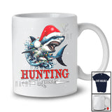 Hunting Squad; Scary Christmas Lights Santa Shark Sea Animal Lover; Snowing Around Family T-Shirt