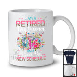 I Am A Retired Dog Groomer New Schedule, Floral Leopard Flowers Dog Groomer, Retirement Group T-Shirt