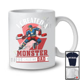 I Created A Monster He Calls Me Dad, Humorous Father's Day Proud Ice Hockey, Sport Player Family T-Shirt