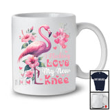 I Flocking Love My New Knee, Adorable Replacement Surgery Flamingo, Flowers Animal Lover T-Shirt