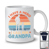I Have A Hero I Call Him Grandpa, Proud Father's Day Vintage Retro, Matching Family Group T-Shirt