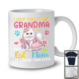 I Have Two Titles Grandma And Cat Mom, Adorable Mother's Day Kitten Flowers Roses, Family T-Shirt