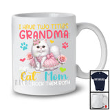 I Have Two Titles Grandma And Cat Mom, Adorable Mother's Day Kitten Flowers Roses, Family T-Shirt