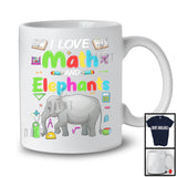 I Love Math And Elephants, Colorful Elephants Animal Lover, Matching Math Teacher Student Team T-Shirt