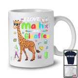 I Love Math And Giraffes, Colorful Giraffes Animal Lover, Matching Math Teacher Student Team T-Shirt