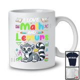 I Love Math And Lemurs, Colorful Lemurs Animal Lover, Matching Math Teacher Student Team T-Shirt