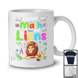 I Love Math And Lions, Colorful Lions Animal Lover, Matching Math Teacher Student Team T-Shirt