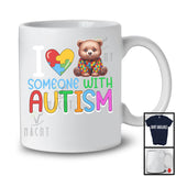 I Love Someone With Autism, Lovely Autism Awareness Bear Lover, Puzzle Animal Family Group T-Shirt