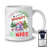 I May Be A Little Naughty But Still Nice; Humorous Christmas Unicorn Santa; X-mas Moon T-Shirt