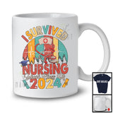 I Survived Nursing School Class Of 2024, Humorous Graduation Vintage Retro, Graduate Group T-Shirt