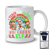 I Teach The Cutest 4th Grade Elf; Amazing Christmas Leopard Rainbow; Assistant Teacher T-Shirt