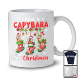 I Want A Capybara For Christmas; Awesome X-mas Three Santa Santa Capybara; Wild Animal T-Shirt