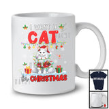 I Want A Cat For Christmas; Adorable X-mas Lights Santa Cat Lover; Family Group T-Shirt