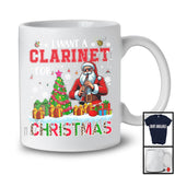 I Want A Clarinet For Christmas, Adorable X-mas Tree Santa Playing Clarinet, Musical Instruments T-Shirt